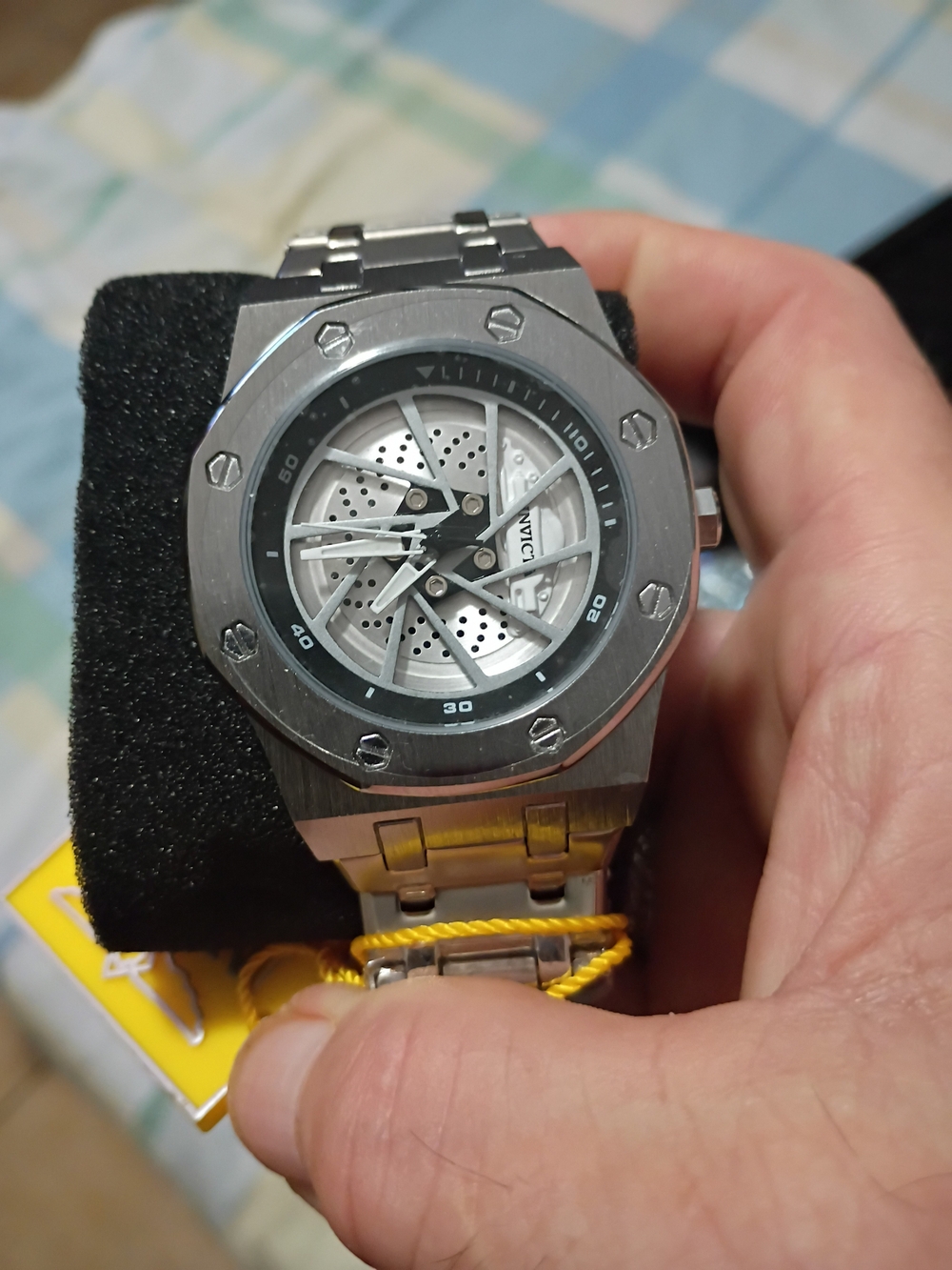 Invicta Silver Stainless Steel Men's Skeleton Dial Watch